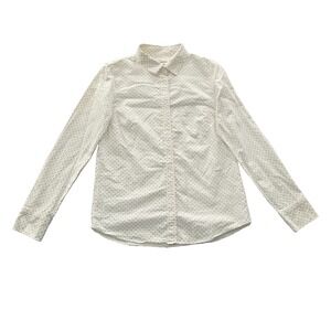 Y2K Polka Dot Preppy Retro Office J. Crew Cotton Country Soft White‎ Shirt Top 4